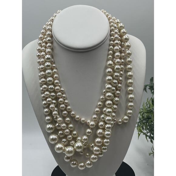 J. Crew Vintage Off White Multi-strand Off White Faux Pearl Necklace - Picture 2 of 5